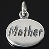 925 Sterling Silver Pendant, Oval, word mother, plated, with letter pattern Approx 3.5mm 