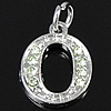 Zinc Alloy Alphabet Pendants, Letter O, platinum color plated, with rhinestone, cadmium free Approx 3mm 