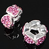 Rhinestone Sterling Silver European Beads, with 925 Sterling Silver, Rondelle, plated, without troll Approx 4.5mm 