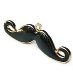 Zinc Alloy Enamel Pendants, Mustache, black, nickel, lead & cadmium free, 35mm Approx 2.5mm 