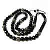 Woven Ball ожерелья моды, Нейлоновый шнурок, с Кристаллы & цинковый сплав, черный свнец, регулируемый & граненый & со стразами, 10mm, длина:Приблизительно 20-35 дюймовый, продается Strand