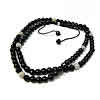Woven Ball ожерелья моды, Нейлоновый шнурок, с Черный агат & цинковый сплав, Платиновое покрытие платиновым цвет, регулируемый & со стразами, черный, 10mm, длина:Приблизительно 20-35 дюймовый, продается Strand