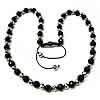Woven Ball ожерелья моды, Нейлоновый шнурок, с Кристаллы & цинковый сплав, черный свнец, регулируемый & граненый, 10mm, длина:Приблизительно 20-35 дюймовый, продается Strand