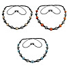 Mode Woven Ball Halskette, Wachsschnur, mit Fossil Korallen & Ton, mit Strass, Länge:ca. 20-25 ZollInch, verkauft von Strang