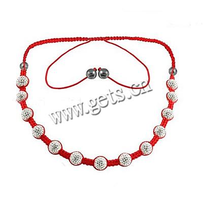 Fashion Woven Ball Necklace, Wax Cord, with Fossil Coral & Rhinestone Clay Pave, with 45 pcs rhinestone & with rhinestone, 10mm, Length:Approx 20-25 Inch, Sold By Strand