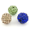 Harz Strass Perlen, rund, mit Strass von Klasse A, gemischte Farben, 10mm, Bohrung:ca. 2mm, verkauft von PC