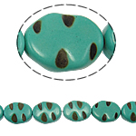 Synthetische Türkis Perlen, oval, grün, 14x19x5mm, Bohrung:ca. 1.5mm, 21PCs/Strang, verkauft von Strang