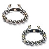 Zinc Alloy Woven Ball Bracelets, with Nylon Cord & Glass Pearl, plated, handmade & adjustable 10mm Approx 7-10 Inch 
