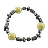 Non Magnetic Hematite Bracelet, with Porcelain, 3-12mm Approx 2.2mm Approx 6.5 Inch 