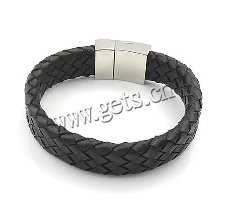 Rindsleder-Armbänder, Kuhhaut, 316 Edelstahl Verschluss, unterschiedliche Länge der Wahl, schwarz, 16.5mm, verkauft von Strang