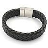 Cowhide Bracelets, 316 stainless steel clasp black, 16.5mm 