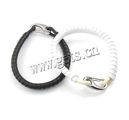 Bracelets de cuir de vachette, cuir de peau de vache, acier inoxydable 316 fermoir homard, longueur différente pour le choix, plus de couleurs à choisir, 8.5mm, Vendu par brin