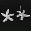 Zinc Alloy Rhinestone Stud Earring, stainless steel post pin, Starfish, with rhinestone, cadmium free 