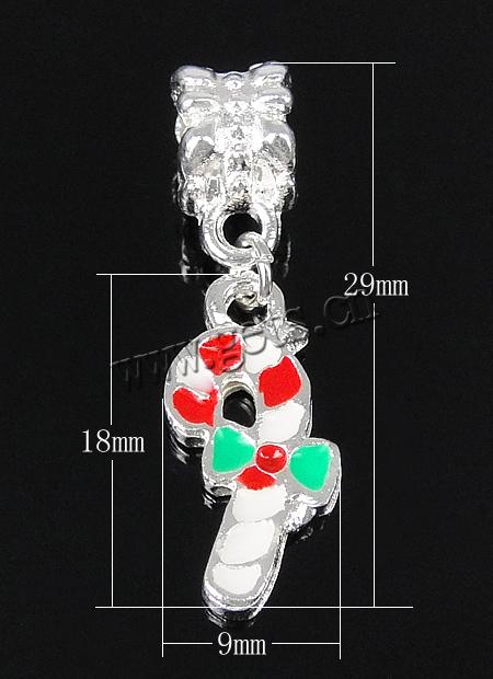 European Christmas Pendant, Zinc Alloy, plated, enamel, more colors for choice, 9x18x1.5mm, 29mm, Hole:Approx 5mm, Sold By PC