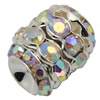 Rhinestone Brass Beads, metal, Óvalo, chapado, con diamantes de imitación, más colores para la opción, 10x11mm, agujero:aproximado 1.5mm, 50PCs/Grupo, Vendido por Grupo