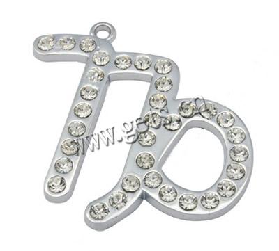 Zinc Alloy Constellation Pendant, Capricorn, plated, with rhinestone, more colors for choice, cadmium free, 41x38x2.5mm, Hole:Approx 1.6mm, 50PCs/Lot, Sold By Lot