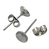 Stainless Steel Earring Stud Component, original color  0.7mm 
