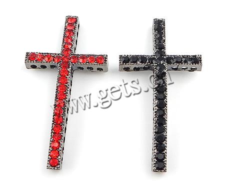 Rhinestone Zinc Alloy Connector, Cross, plated, with rhinestone, more colors for choice, 25x48x5mm, Hole:Approx 2mm, Sold By PC