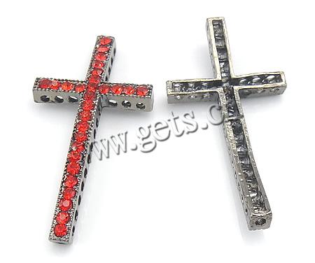 Rhinestone Zinc Alloy Connector, Cross, plated, with rhinestone, more colors for choice, 25x48x5mm, Hole:Approx 2mm, Sold By PC