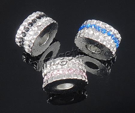 Rhinestone Zinc Alloy European Beads, Rondelle, plated, without troll & with rhinestone, more colors for choice, 14x7mm, Hole:Approx 5mm, Sold By PC