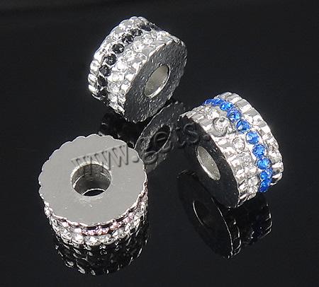 Perles European de stras d'alliage de Zinc , rondelle, Placage, sans filetage & avec strass, plus de couleurs à choisir, 14x7mm, Trou:Environ 5mm, Vendu par PC