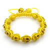 Turquoise Woven Ball Bracelets, Natural Turquoise, with Nylon Cord, Skull, handmade, adjustable, yellow Inch 