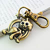 Schlüsselbund Uhr, Zinklegierung, Katze, antike Bronzefarbe plattiert, 28x30mm, verkauft von PC