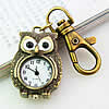 Keychain Watch, Zinc Alloy, Owl, antique bronze color plated 