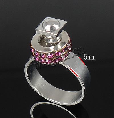 Europeo abalorios latón anillo de dedo, metal, con aleación de zinc, chapado, con diamantes de imitación, más colores para la opción, 11x4.5mm, agujero:aproximado 17mm, tamaño:6.5, Vendido por UD