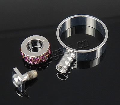 Europeo abalorios latón anillo de dedo, metal, con aleación de zinc, chapado, con diamantes de imitación, más colores para la opción, 11x4.5mm, agujero:aproximado 17mm, tamaño:6.5, Vendido por UD
