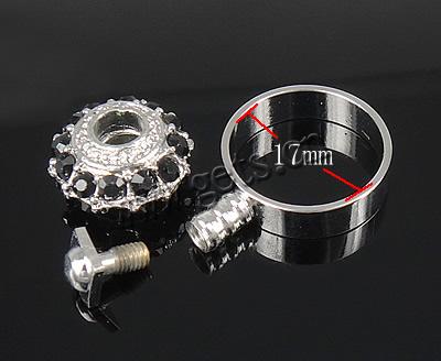 Brass, with Zinc Alloy, plated, with rhinestone, more colors for choice, 16x8.5mm, Hole:Approx 17mm, US Ring Size:6.5, Sold By PC