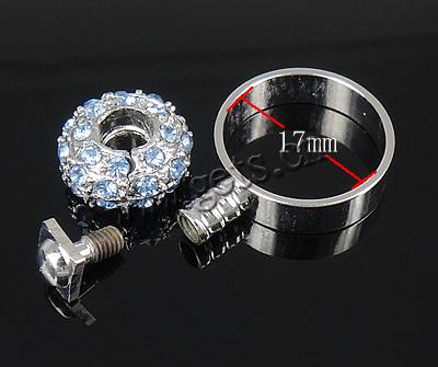 Europeo abalorios latón anillo de dedo, metal, con aleación de zinc, chapado, con diamantes de imitación, más colores para la opción, 14x7mm, agujero:aproximado 17mm, tamaño:6.5, Vendido por UD