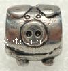 Zinc Alloy European Beads, Pig, plated, without troll nickel free Approx 4mm 