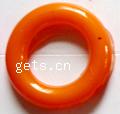 Solid Color Plastic Beads, Donut, orange, 14mm 