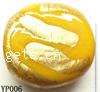 Gold Foil Lampwork Beads, flat round, 15x7mm, Sold by PC