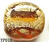 Gold Foil Lampwork Beads, flat oval, more colors for choice, 15x7mm, Sold by PC