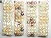 Perlen Armbänder, Natürliche kultivierte Süßwasserperlen, 3-Strang, 7-8mm, Länge:7 ZollInch, verkauft von Strang