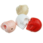 Tierische Porzellan Perlen, Handzeichnung, gemischte Farben, 15x19x18.5mm, Bohrung:ca. 2mm, verkauft von PC