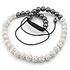Moderno collar de Woven Ball, cordón de nylon, con Hematite & aleación de zinc, barniz de secado al horno, ajustable & con un diamantes de imitación de Categoría A, 10mm, 8mm, longitud:aproximado 17-28 Inch, Vendido por Sarta