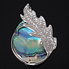 Abalone Shell Pendants, Brass, with Abalone Shell, Leaf, platinum color plated Approx 