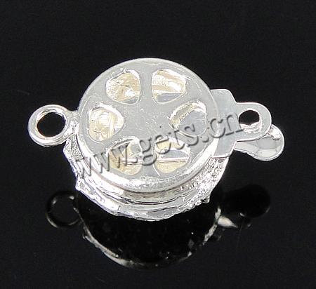 Zinc Alloy Box Clasp, Flat Round, plated, with glass pearl & with rhinestone & single-strand, more colors for choice, cadmium free, 11.5x11.5x8.5mm, Hole:Approx 2mm, Sold By PC