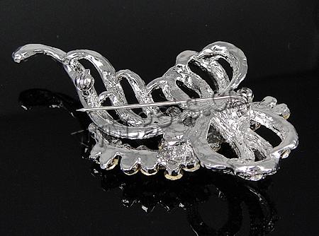Rhinestone Zinc Alloy Brooch, with Rhinestone, plated, with rhinestone, more colors for choice, nickel, lead & cadmium free, 42x70x12mm, Sold By PC