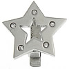 Stainless Steel Fold over Clasp, Star, plated, with rhinestone 