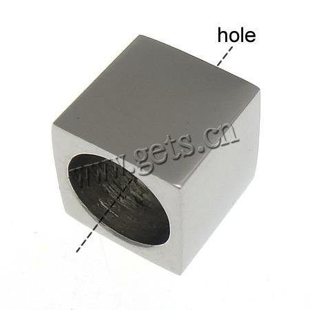 Stainless Steel Large Hole Beads, Cube, Customized, original color, 8x8x8mm, Hole:Approx 6mm, Sold By PC