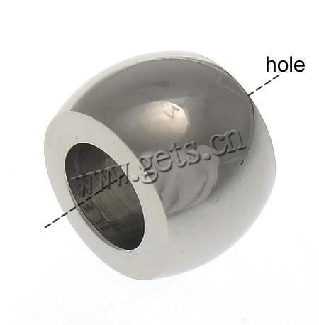 Stainless Steel Large Hole Beads, Rondelle, Customized, original color, 8x12mm, Hole:Approx 6.5mm, Sold By PC