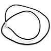 La cuerda del collar de cuero de vaca, plata esterlina cierre de anillo de primavera, Negro, 2mm, longitud:18 Inch, Vendido por Sarta