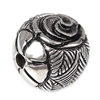 Stainless Steel Large Hole Beads, 316 Stainless Steel, Round, with flower pattern & blacken, original color, 15mm Approx 3mm 