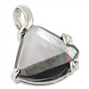 Black Shell Pendant, Brass, with Black Shell, Triangle, platinum color plated Approx 4mm 