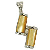 Brass Shell Pendants, with Shell, Rectangle, with rhinestone Approx 
