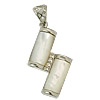 Brass Shell Pendants, with Shell, Rectangle, with rhinestone Approx 